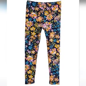 Crown & Ivy Green and Blue Leggings Vibrant Floral Design